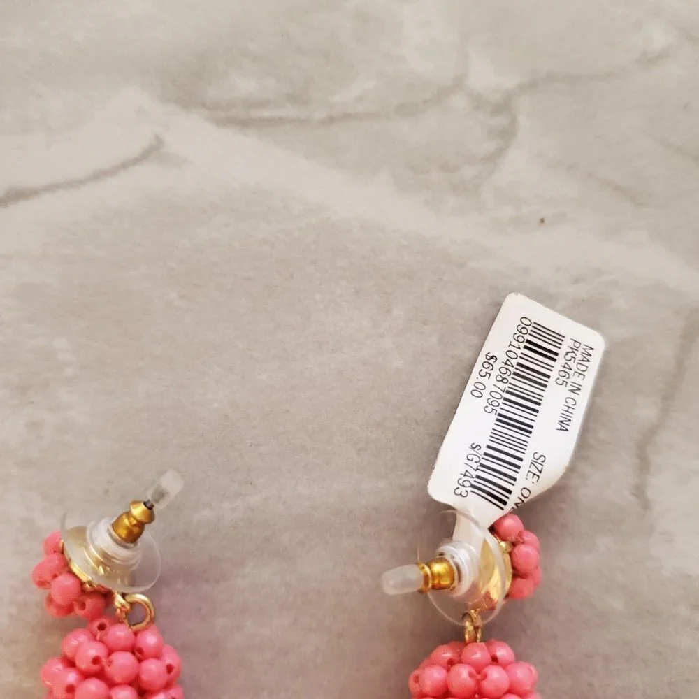 💕 NEW J.Crew Pink Beaded Beads Drop Dangle Earrings 💕